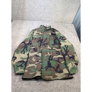 US Military M65 Field Jacket Woodland Camo Medium Long Cold Weather Coat Vintage
